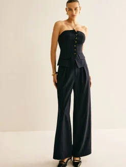 Strapless Wrap Breasted Skinny Vest Outerwear|Vests