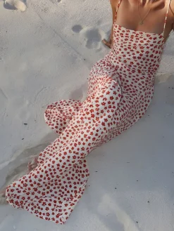 Best Strappy Floral Print Crisscross Flowy Long Sundress Casual Dresses|Floral Dresses