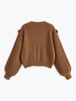 Hot Strawberry Embroiled Button Cardigan Cardigans|Sweaters & Cardigans