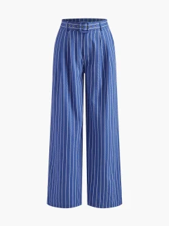 Outlet Stripe Belted sweetheart Pants Set Pants Sets|Matching Sets