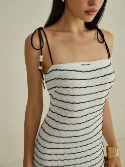 Clearance Stripe Cami Long Dress White Dresses|Cocktail & Party Dresses