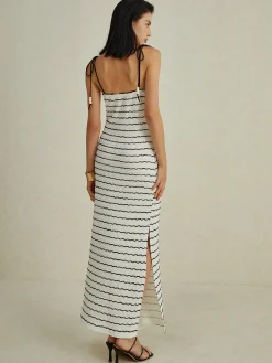 Clearance Stripe Cami Long Dress White Dresses|Cocktail & Party Dresses