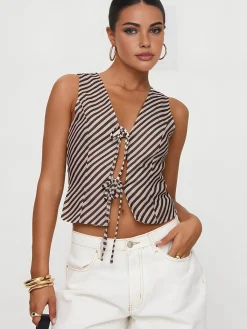 Clearance Stripe Knotted V-Neck Tank Top Tank Tops & Camis|Tops