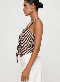 Clearance Stripe Knotted V-Neck Tank Top Tank Tops & Camis|Tops