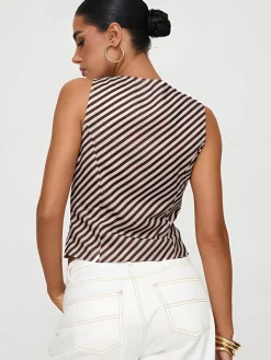 Clearance Stripe Knotted V-Neck Tank Top Tank Tops & Camis|Tops