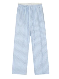 Stripe Loose Double-Waisted Tie Front Pants Pants|Bottoms