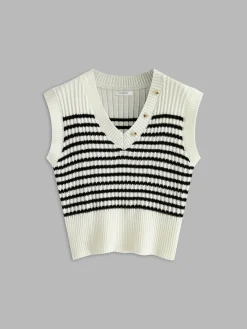 Online Stripe Panel Sweater Vest Sweater Vests|Sweaters & Cardigans