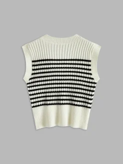 Online Stripe Panel Sweater Vest Sweater Vests|Sweaters & Cardigans