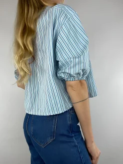 Outlet Stripe Tie Neck Blouse Blouses & Shirts|Tops