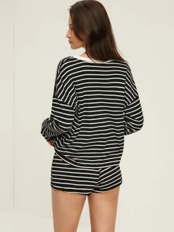 Online Striped Button Jersey Shorts Set Shorts Sets|Shorts