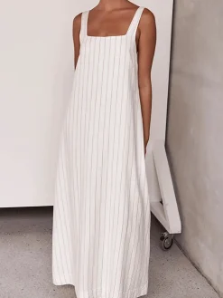 Best Striped Cami Long Dress White Dresses|Casual Dresses