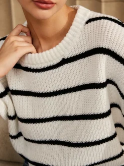 Hot Striped Cap Sleeve Sweater Sweater Vests|Sweaters & Cardigans