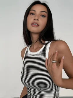 Clearance Striped Crew Neck Tank Top Tank Tops & Camis|Tops