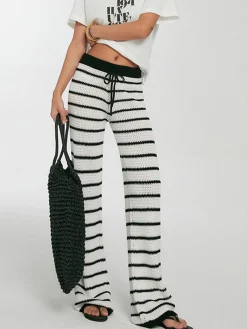 Discount Striped Drawstring Knit Pants Pants|Knitwear