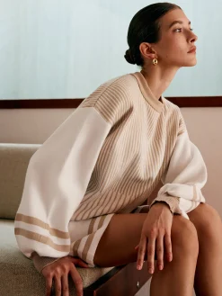 Striped Drawstring Sweater Co-ords Sweater Tops|Sweaters & Cardigans