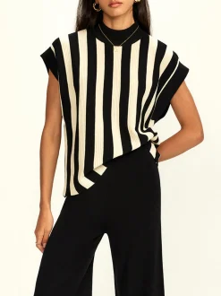 Hot Striped Jersey Top Pants Set Matching Sets|Bottoms