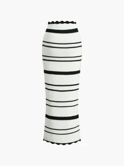 Outlet Striped Knotted Backless Skirt Set Skirt Sets|Long Sleeve Sets
