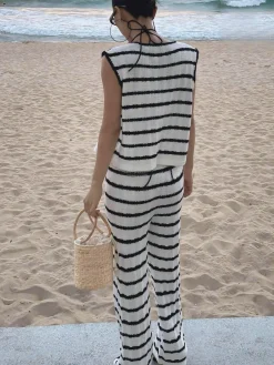 Best Striped Knotted Sweater Set Sweater Tops|Sweaters & Cardigans