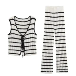 Best Striped Knotted Sweater Set Sweater Tops|Sweaters & Cardigans