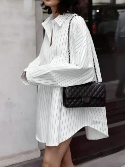 Sale Striped Large Pockets Long Sleeve Shirt Blouses & Shirts|Tops