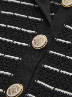 Hot Striped Metal Button Long Sweater Dress Sweater Dresses|Work Dresses