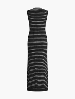 Best Striped Metal Button Long Sweater Dress White Dresses|Black Dresses