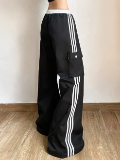 Striped Patchwork Drawstring Pants Pants|Bottoms