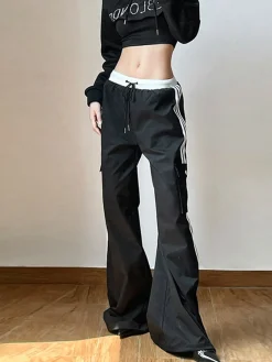 Striped Patchwork Drawstring Pants Pants|Bottoms