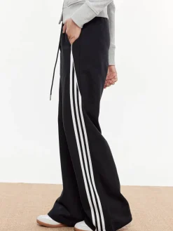 Hot Striped Patchwork Elastic Waist Pants Pants|Bottoms