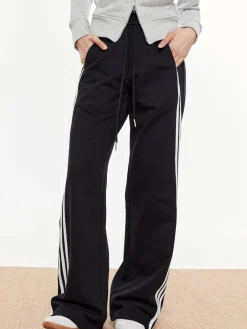 Hot Striped Patchwork Elastic Waist Pants Pants|Bottoms