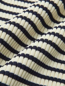 Outlet Striped Ruffle-Sleeve Knit Top Sweater Tops|Sweaters & Cardigans