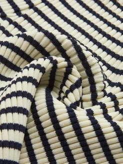 Outlet Striped Ruffle-Sleeve Knit Top Sweater Tops|Sweaters & Cardigans