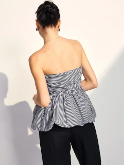 Discount Striped Strapless Bubble Tank Top Tank Tops & Camis|Tops