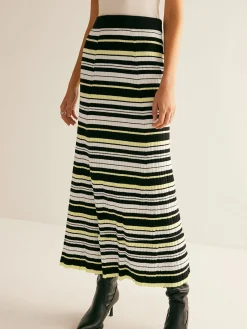 New Striped Stretch Sweater Midi Skirt Skirts|Knitwear