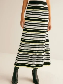 New Striped Stretch Sweater Midi Skirt Skirts|Knitwear