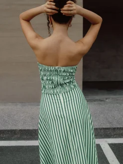 Striped Tube Long Dress Casual Dresses|Vacation Dresses