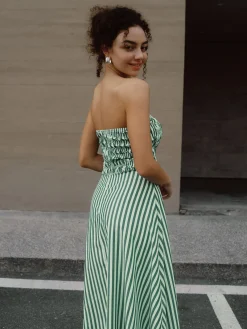 Striped Tube Long Dress Casual Dresses|Vacation Dresses