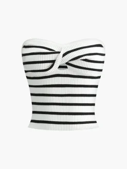 Sale Striped Twist Detail Tube Top Tank Tops & Camis|Tops