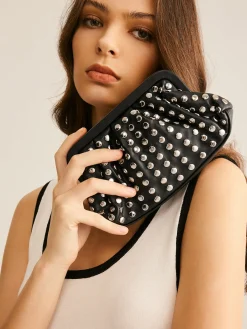 Online Studded Pleated Clutch Bag Bags|Accessories