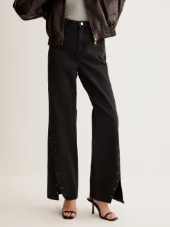 Outlet Studded Wide-Leg Denim Jeans Jeans|Pants