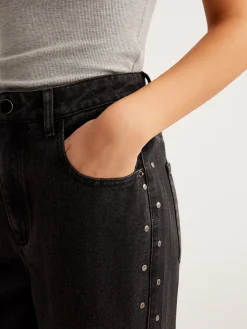 Outlet Studded Wide-Leg Denim Jeans Jeans|Pants