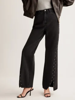Outlet Studded Wide-Leg Denim Jeans Jeans|Pants