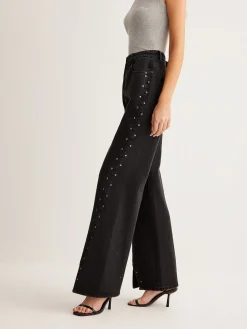 Outlet Studded Wide-Leg Denim Jeans Jeans|Pants