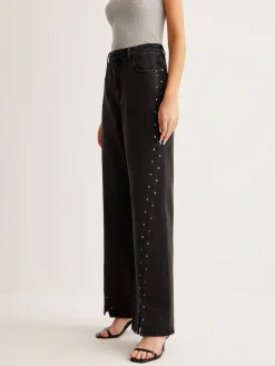 Outlet Studded Wide-Leg Denim Jeans Jeans|Pants