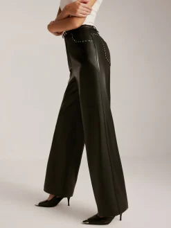 Online Studded-Decor PU Leather Straight Pants Pants|Bottoms