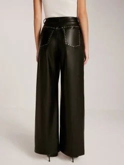 Online Studded-Decor PU Leather Straight Pants Pants|Bottoms