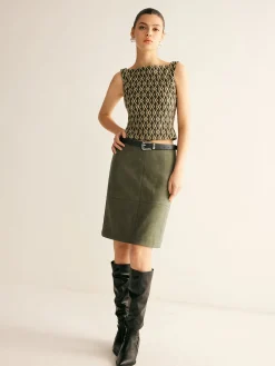 Online Suede A-Line Skirt Without Belt Skirts|Matching Sets