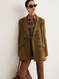 New Suede Back-Slit Blazer Outerwear|Blazers