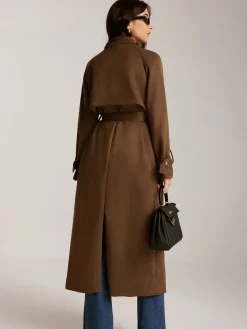 Best Suede Belted Button Long Trench Coat Outerwear|Coats