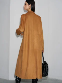 Outlet Suede Button Long Blazer Outerwear|Blazers